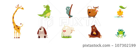 Funny Animal and Comic Creature Character Vector Set Funny Animal and Comic Creature Character Vector Set 107302199