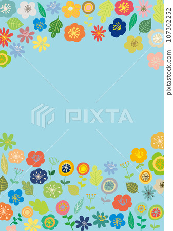 Scandinavian style rustic floral frame vertical Scandinavian style rustic floral frame vertical 107302252