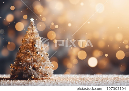 Decorated Christmas tree with shiny lights in blurred. Beautiful Christmas festive background. Decorated Christmas tree with shiny lights in blurred. Beautiful Christmas festive background. 107303104