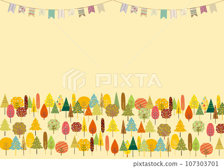 斯堪的納維亞風格的秋季森林和花環框架 107303701