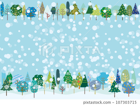 Scandinavian style snow and winter forest frame 107303715
