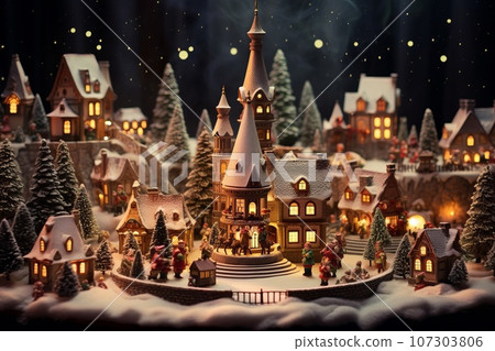 Christmas town miniature AI generated image AI image 107303806