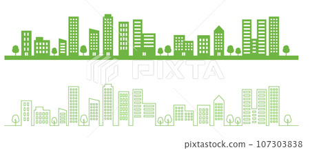 Simple building illustration set Simple building illustration set 107303838