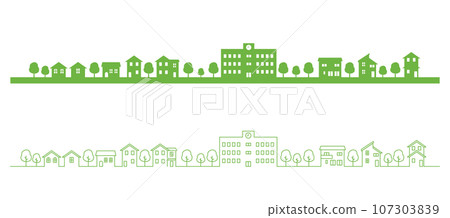 Simple cityscape illustration set Simple cityscape illustration set 107303839