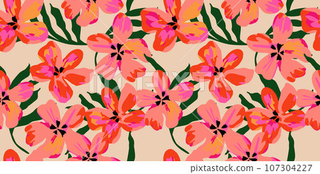 Hand drawn flowers, seamless patterns with floral for fabric, textiles, clothing, wrapping paper, cover, banner, interior decor, abstract backgrounds. Hand drawn flowers, seamless patterns with floral for fabric, textiles, clothing, wrapping paper, cover, banner, interior decor, abstract backgrounds. 107304227