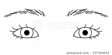 Eyes: Single eyelid, Mongolian folds, black and white Eyes: Single eyelid, Mongolian folds, black and white 107304643