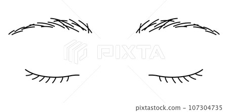 Eyes closed eyelids black and white 107304735