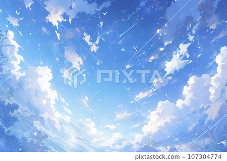 動漫風格的藍天白雲“AI生成圖像” 107304774