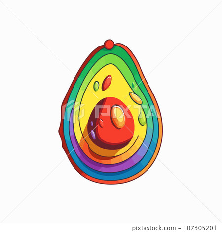 Avocado rainbow, flat vector, groovy lo-fi, isolated on a white background Avocado rainbow, flat vector, groovy lo-fi, isolated on a white background 107305201