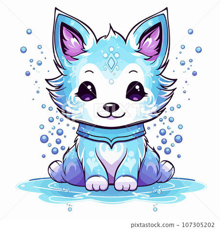 Arctic foxt shirt design graphic, cute happy kawaii style Arctic foxt shirt design graphic, cute happy kawaii style 107305202