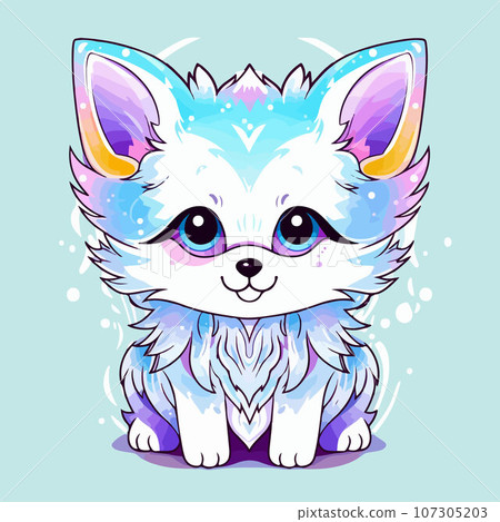 Arctic foxt shirt design graphic, cute happy kawaii style Arctic foxt shirt design graphic, cute happy kawaii style 107305203