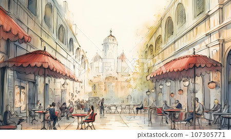 Illustration of beautiful view of Milano, Italy Illustration of beautiful view of Milano, Italy 107305771
