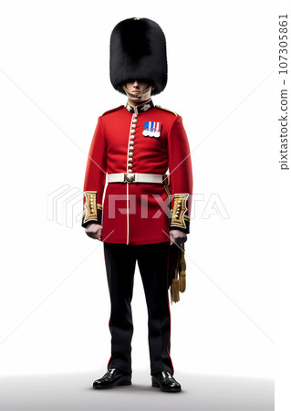 Illustration of a British Royal Guard soldier. United Kingdom Illustration of a British Royal Guard soldier. United Kingdom 107305861