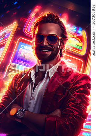 Illustration of entertainment and gambling in a luxury casino Illustration of entertainment and gambling in a luxury casino 107305918