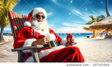 Illustration of an exotic island for Christmas 107305940