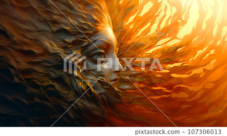 Illustration of the sun with fiery rays of light 107306013
