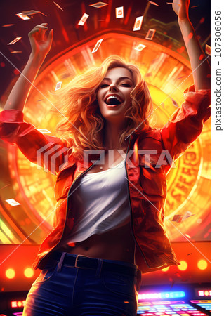 Illustration of entertainment and gambling in a luxury casino 107306056