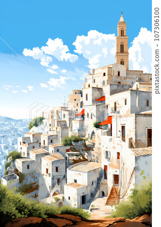 Illustration of beautiful view of Matera, Italy 107306100