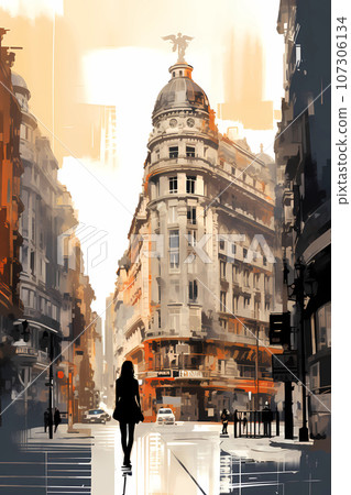 Illustration of beautiful view of the city of Madrid, Spain Illustration of beautiful view of the city of Madrid, Spain 107306134