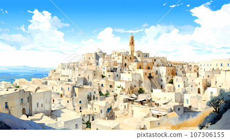 Illustration of beautiful view of Matera, Italy Illustration of beautiful view of Matera, Italy 107306155