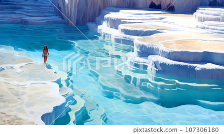 Illustration of a beautiful view of the travertines Illustration of a beautiful view of the travertines 107306180