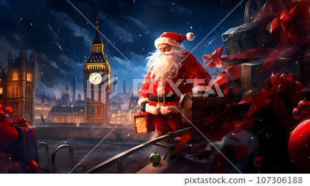 Illustration of the city of London at Christmas, United Kingdom Illustration of the city of London at Christmas, United Kingdom 107306188