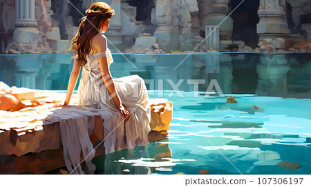 Illustration of a beautiful view of the travertines Illustration of a beautiful view of the travertines 107306197