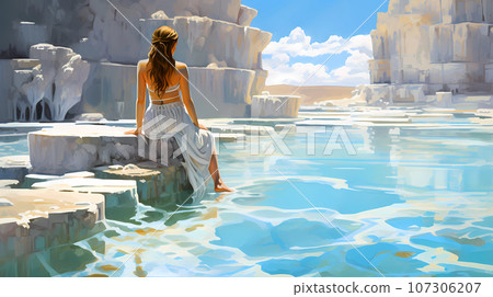 Illustration of a beautiful view of the travertines Illustration of a beautiful view of the travertines 107306207