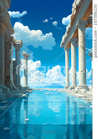 Illustration of a beautiful view of the travertines Illustration of a beautiful view of the travertines 107306220