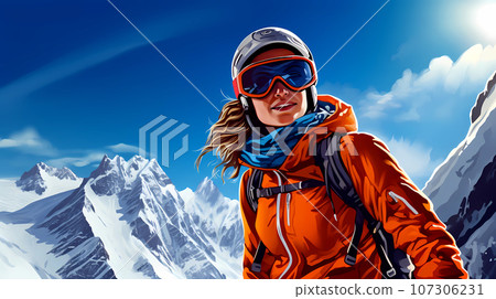 Illustration of a beautiful winter holiday in the Alps Illustration of a beautiful winter holiday in the Alps 107306231