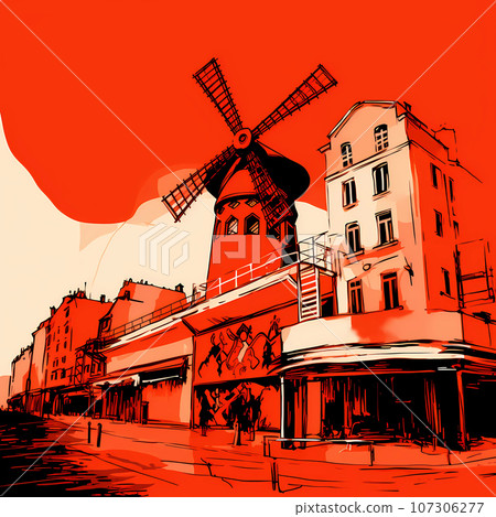 Illustration of beautiful view of the city of Paris, France 107306277