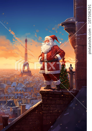 Illustration of the city of Paris at Christmas, France Illustration of the city of Paris at Christmas, France 107306291