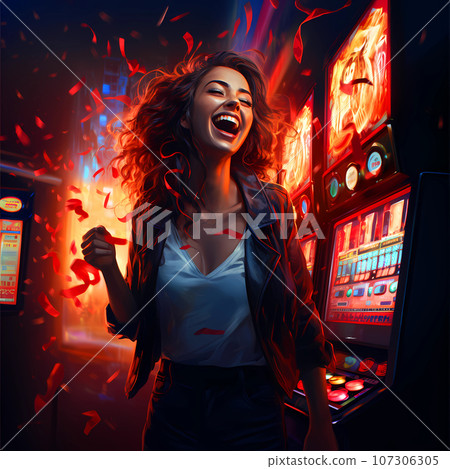 Illustration of entertainment and gambling in a luxury casino 107306305