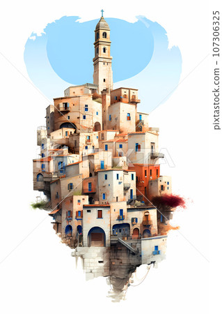 Illustration of beautiful view of Matera, Italy 107306325