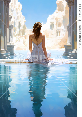 Illustration of a beautiful view of the travertines Illustration of a beautiful view of the travertines 107306343