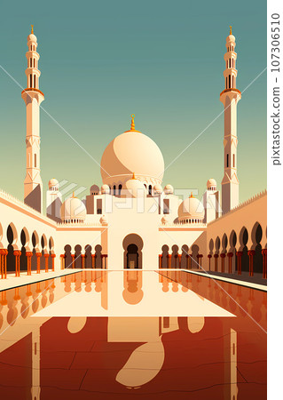 Illustration of the beautiful city of Abu Dhabi. United Arab Emirates 107306510
