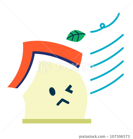 Vector illustration of a house (with facial expressions) that suffers from snow, gusts, typhoons, and hail disasters Vector illustration of a house (with facial expressions) that suffers from snow, gusts, typhoons, and hail disasters 107306573