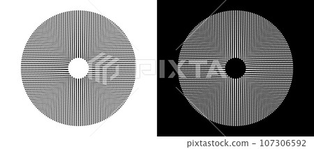 Abstract background with rhombuses in circle. Art design spiral as logo or icon. A black figure on a white background and an equally white figure on the black side. 107306592