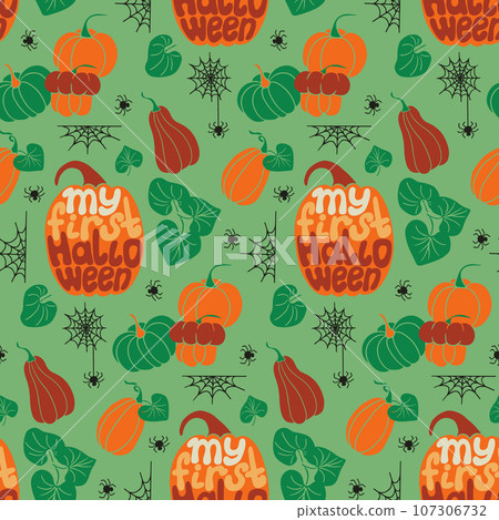 Groovy lettering Halloween seamless pattern Groovy lettering Halloween seamless pattern 107306732