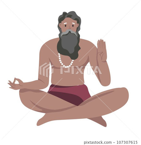 Male character practicing meditation exercise Male character practicing meditation exercise 107307615