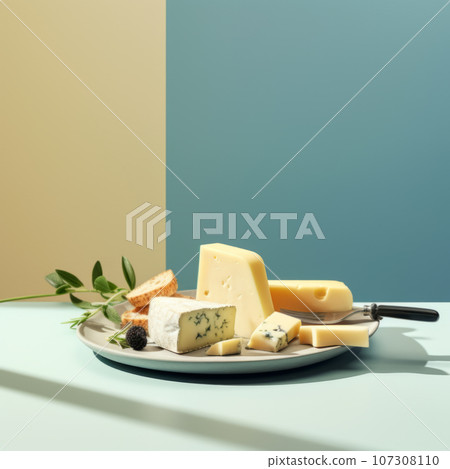 Assortment of cheese with fruits and nuts 107308110