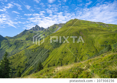 Sharp mountain ridge with Pihapper mountain in Austrian Alps, Austria 107308156