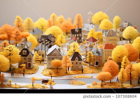 秋葉的城市景觀(立體模型風格) 秋葉的城市景觀(立體模型風格) 107308604