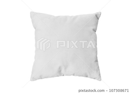 Decorative white rectangular pillow for sleeping and resting isolated on white background 107308671