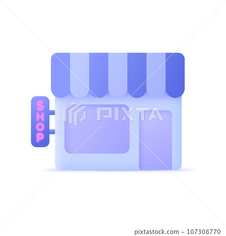3d shop building icon for concept design. Vector illustration 107308770