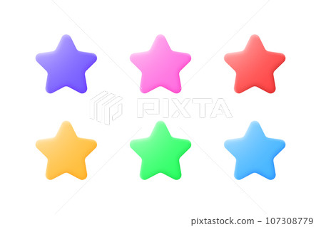 Abstract illustration with 3d stars color set on white background for decorative design. Vector illustration Abstract illustration with 3d stars color set on white background for decorative design. Vector illustration 107308779