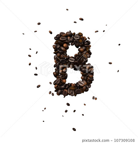 Coffee text typeface out of coffee isolated the character B Coffee text typeface out of coffee isolated the character B 107309108