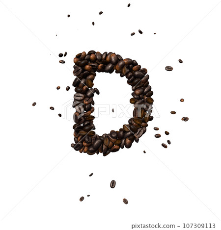 Coffee text typeface out of coffee isolated the character D Coffee text typeface out of coffee isolated the character D 107309113