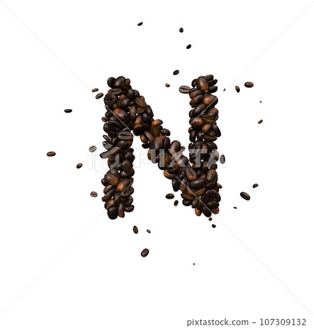 Coffee text typeface out of coffee isolated the character N Coffee text typeface out of coffee isolated the character N 107309132