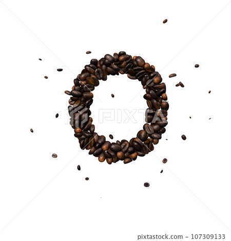 Coffee text typeface out of coffee isolated the character O Coffee text typeface out of coffee isolated the character O 107309133